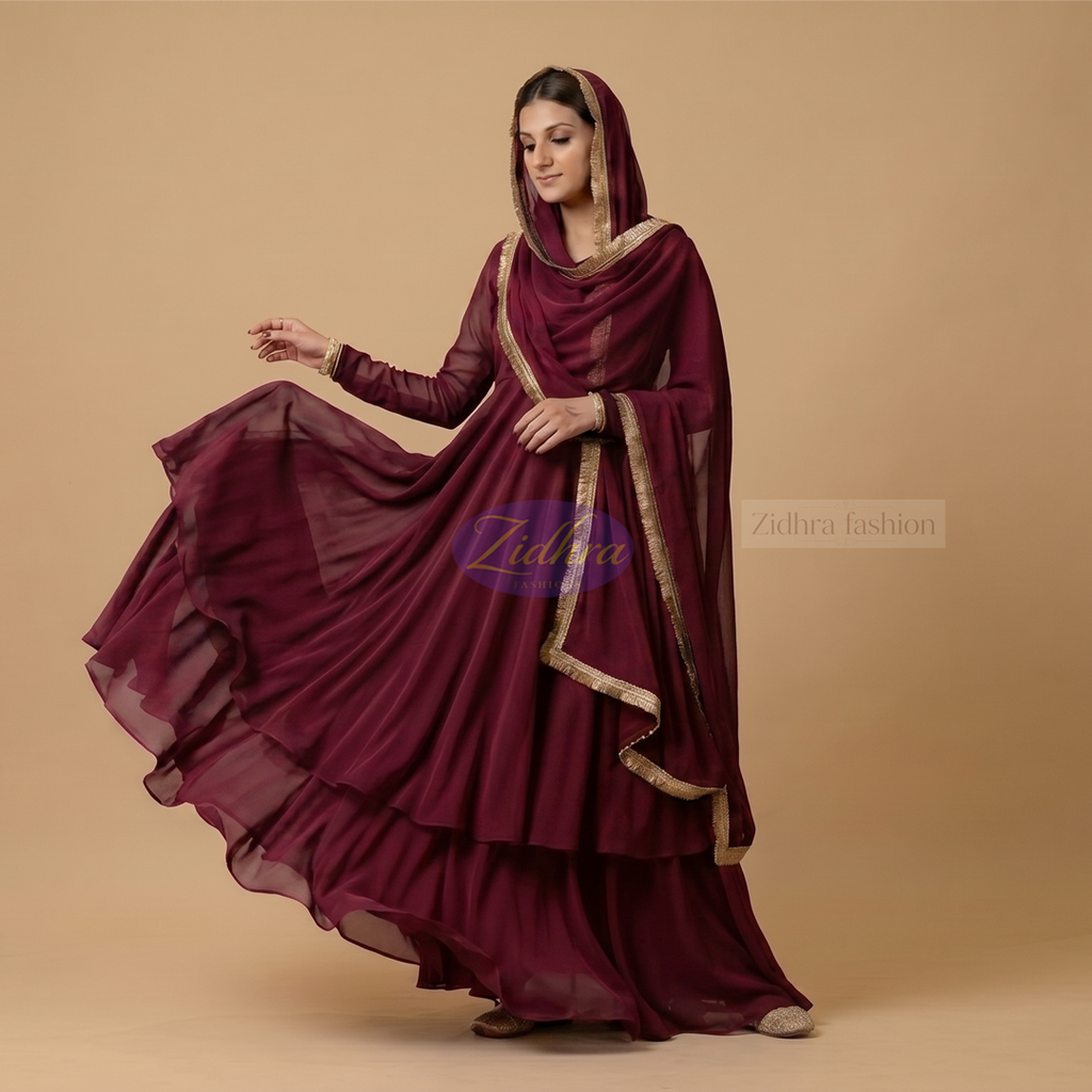 Umbrella cut skirt and gown